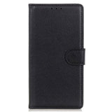 Motorola Moto G32 Litchi Leather Wallet Case - Black