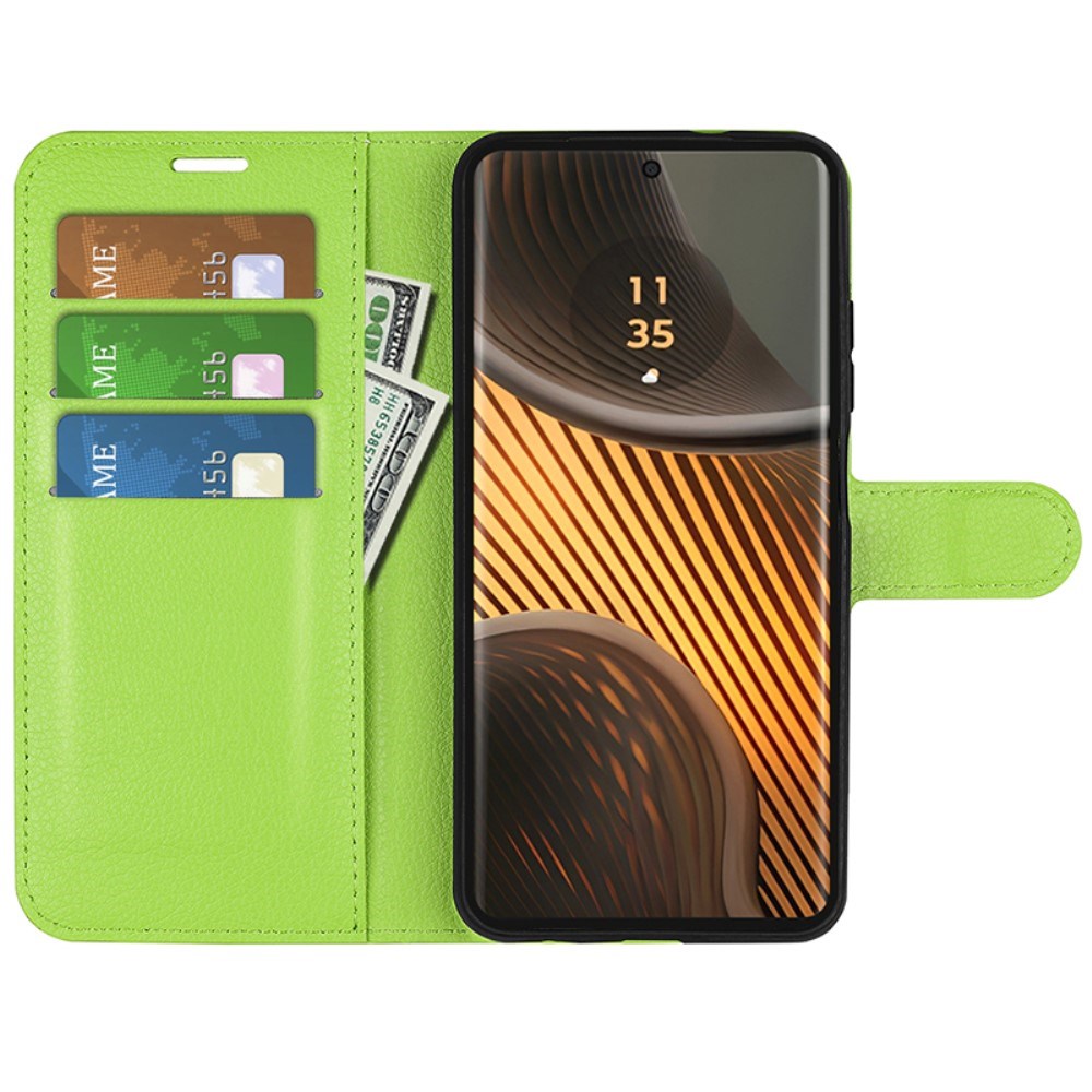 EIDERWOOD Motorola Edge 50 Ultra Litchi Leather Flip Case w. Wallet - Green