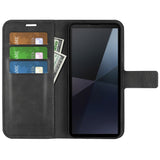 EIDERWOOD Sony Xperia 10 VI Faux Leather Flip Cover with Stand Function & Card Holder - Black