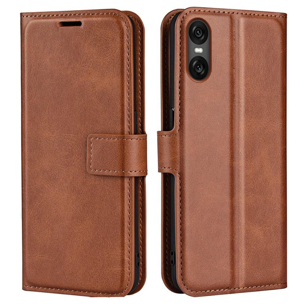 EIDERWOOD Sony Xperia 10 VI Faux Leather Flip Cover with Stand Function & Card Holder - Light Brown