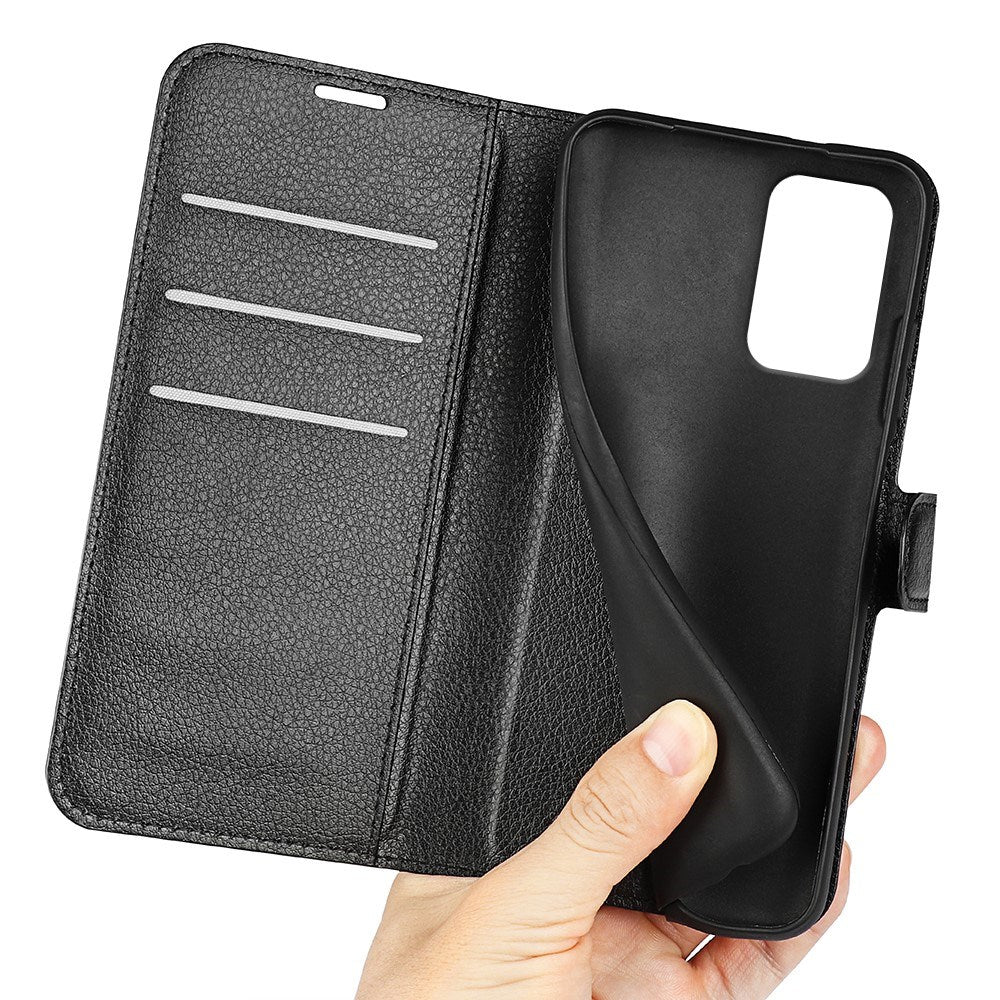 EIDERWOOD Motorola Edge 50 Fusion Litchi Leather Flip Case w. Wallet - Black