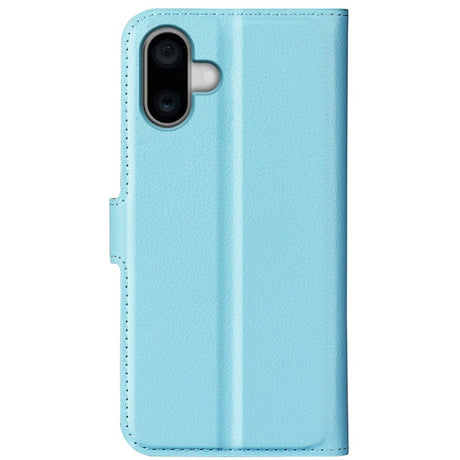 EIDERWOOD iPhone 16 Litchi Leather Wallet Case - Blue