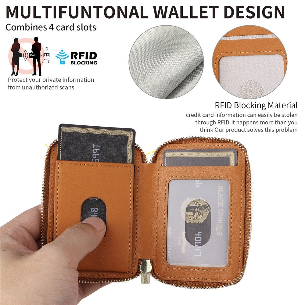 EIDERWOOD Magnetic Wallet / Card Holder with Zipper - MagSafe Compatible - Brown