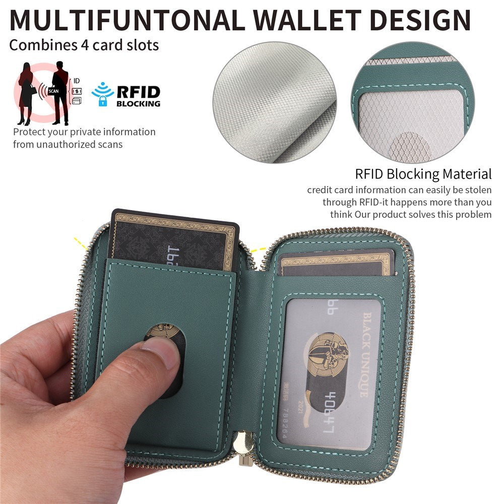 EIDERWOOD Magnetic Wallet / Card Holder with Zipper - MagSafe Compatible - Green