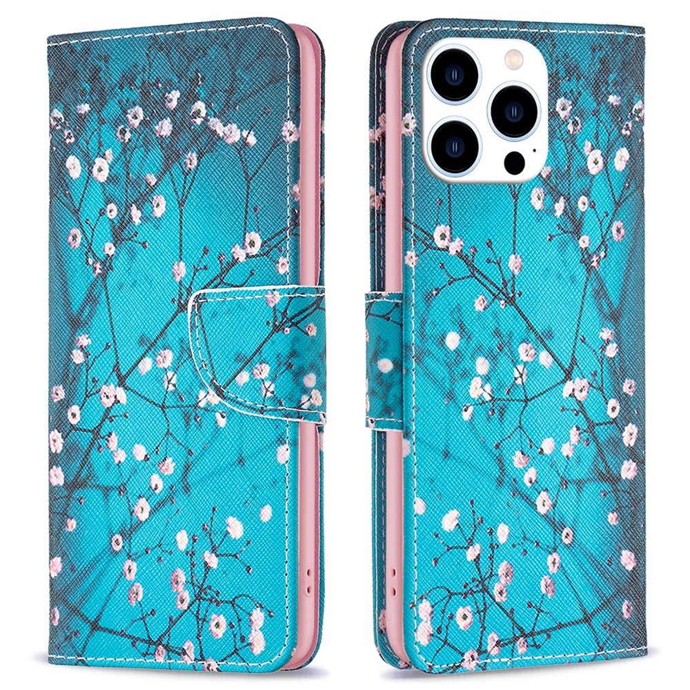 EIDERWOOD iPhone 16 Pro Leather Case w, Wallet & Print - Tree With Flowers