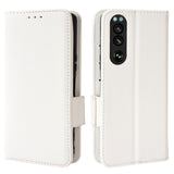 Sony Xperia 5 IV Litchi Leather Wallet Case - White