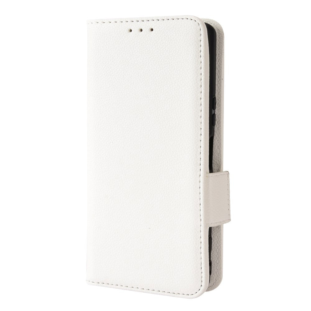 Sony Xperia 5 IV Litchi Leather Wallet Case - White