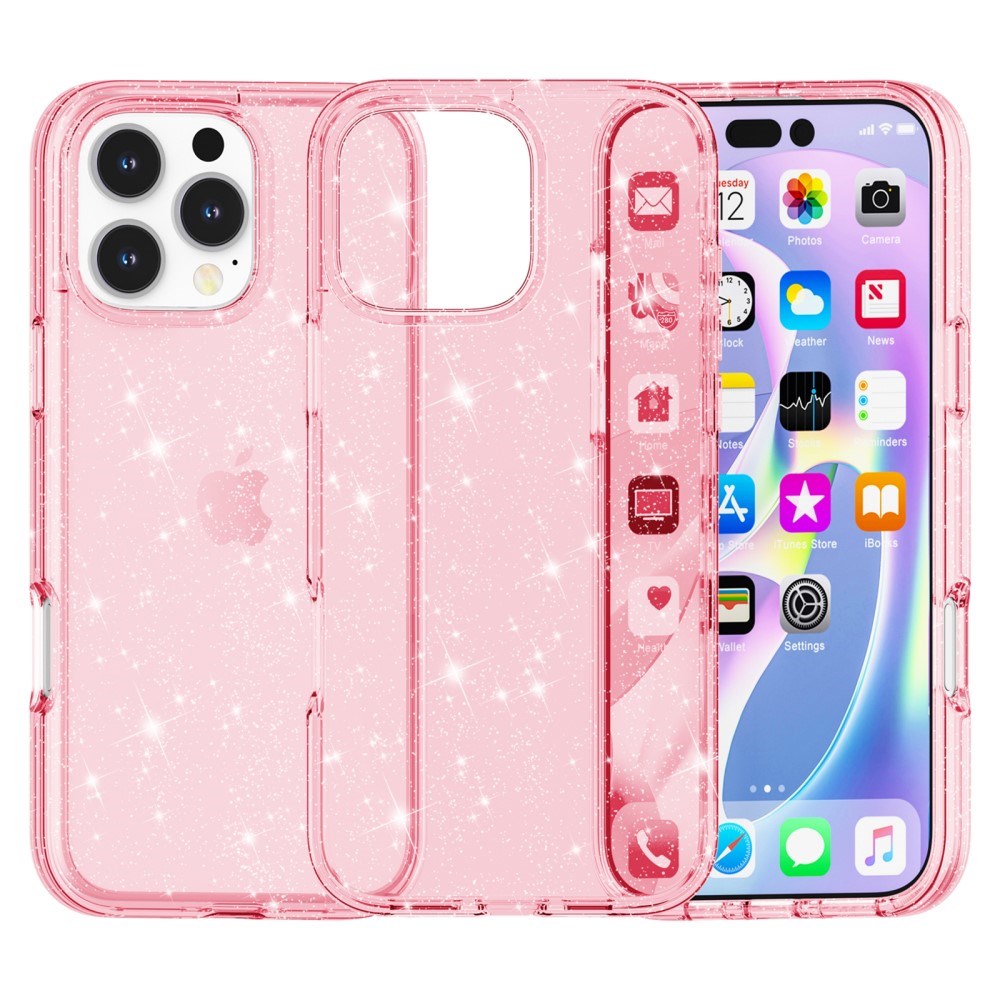 EIDERWOOD iPhone 16 Pro Hybrid Plastic Case - Pink Glitter