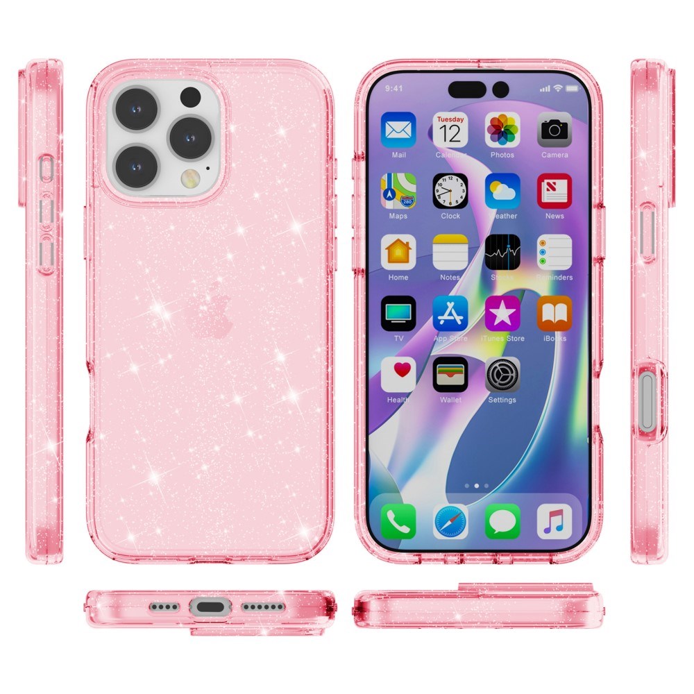 EIDERWOOD iPhone 16 Pro Hybrid Plastic Case - Pink Glitter