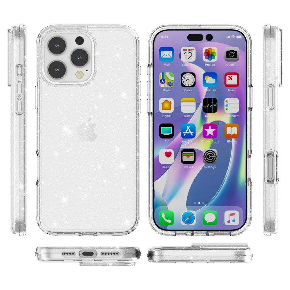 EIDERWOOD iPhone 16 Pro Hybrid Plastic Case - White Glitter