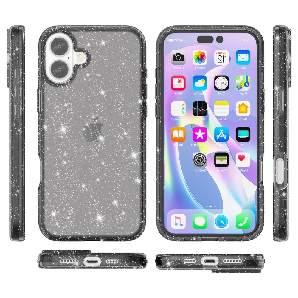 EIDERWOOD iPhone 16 Hybrid Plastic Case - Black Glitter