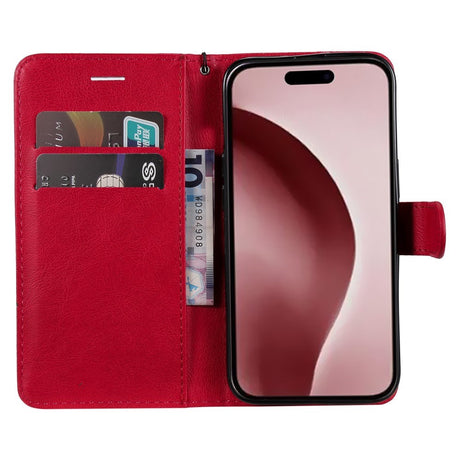 EIDERWOOD iPhone 16 Pro Faux Leather Case with Wallet and Strap - Red