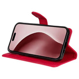 EIDERWOOD iPhone 16 Pro Faux Leather Case with Wallet and Strap - Red