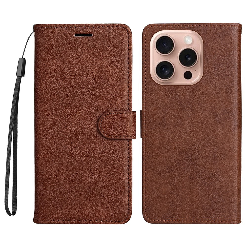 EIDERWOOD iPhone 16 Pro Faux Leather Case with Wallet and Strap - Brown