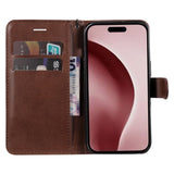 EIDERWOOD iPhone 16 Pro Faux Leather Case with Wallet and Strap - Brown