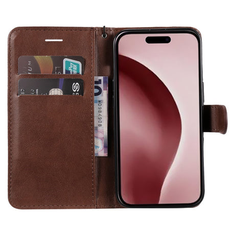 EIDERWOOD iPhone 16 Pro Faux Leather Case with Wallet and Strap - Brown