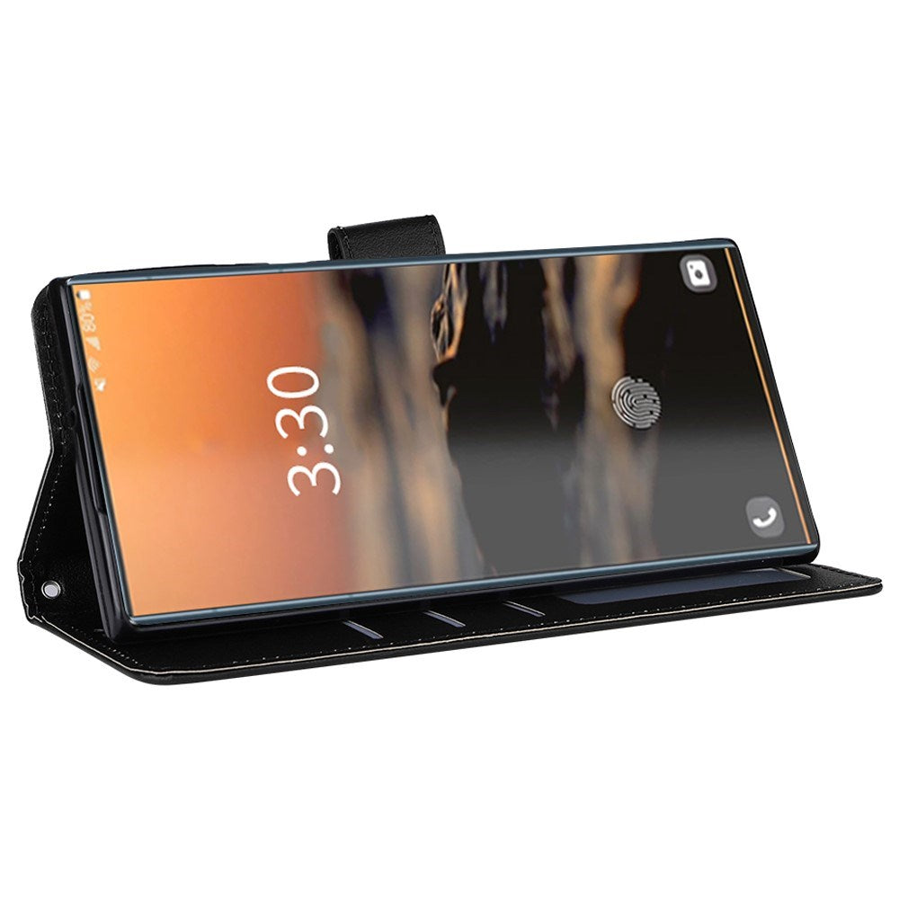 EIDERWOOD Samsung Galaxy S23 Ultra Glossy Faux Leather Wallet Case - Black