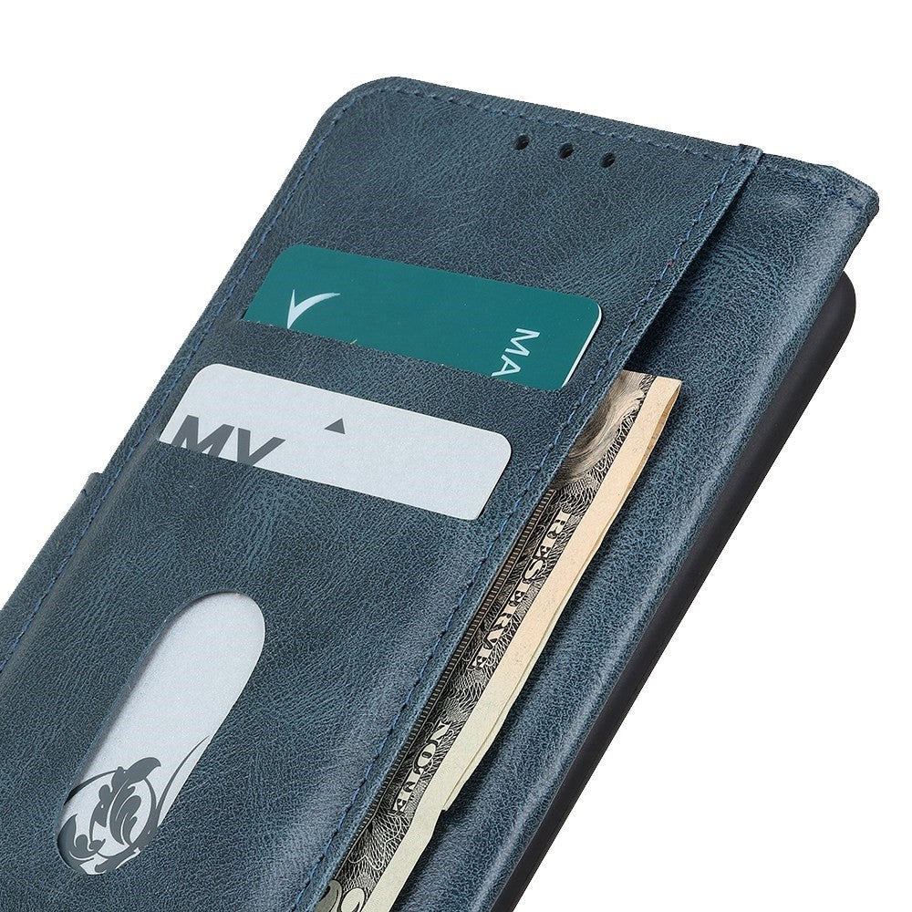 Motorola Edge 30 Neo Vintage Texture Leather Wallet Case - Blue