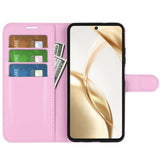 EIDERWOOD Honor 200 5G Case with Card Holder – Litchi Texture Faux Leather Flip Cover - Pink