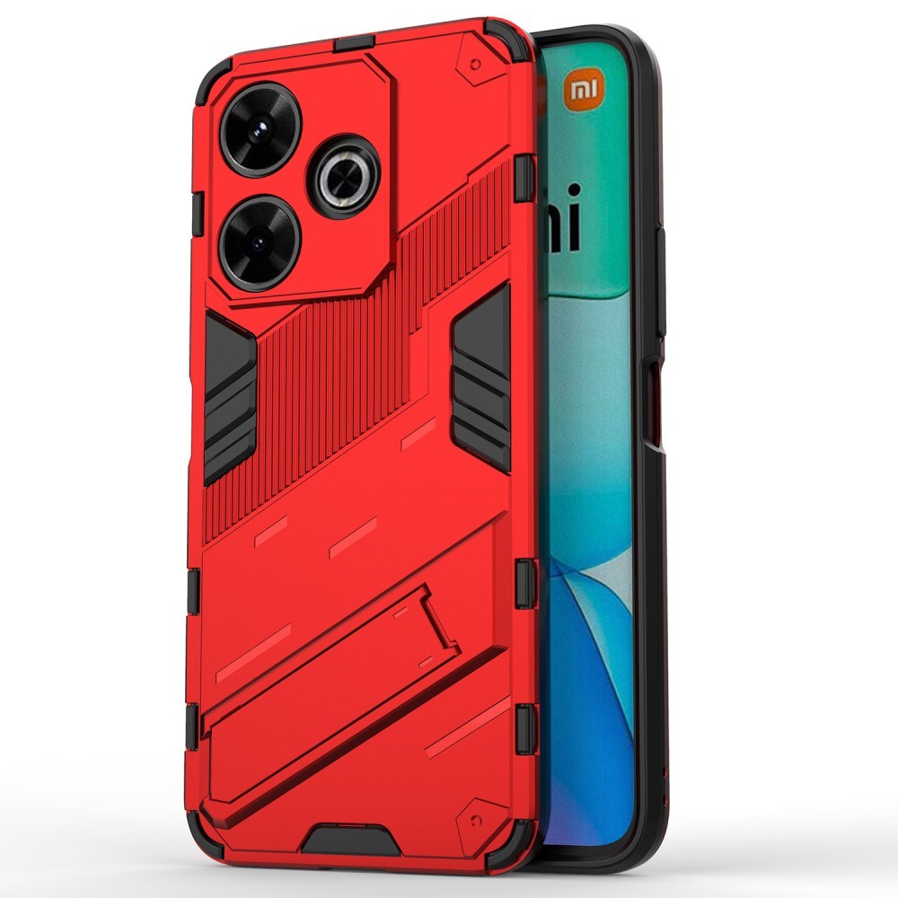 EIDERWOOD Xiaomi Redmi 13 Hybrid Tough Case with Kickstand - Red