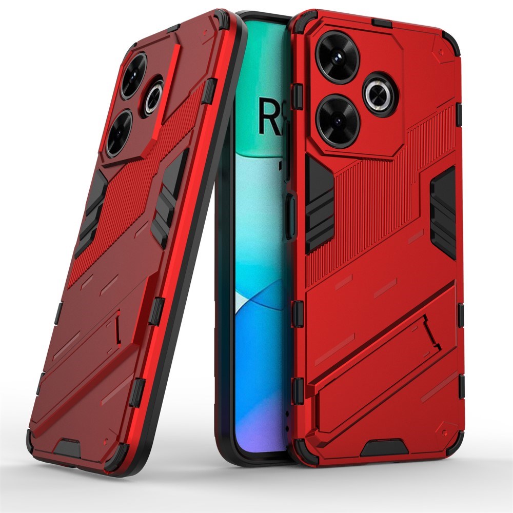 EIDERWOOD Xiaomi Redmi 13 Hybrid Tough Case with Kickstand - Red