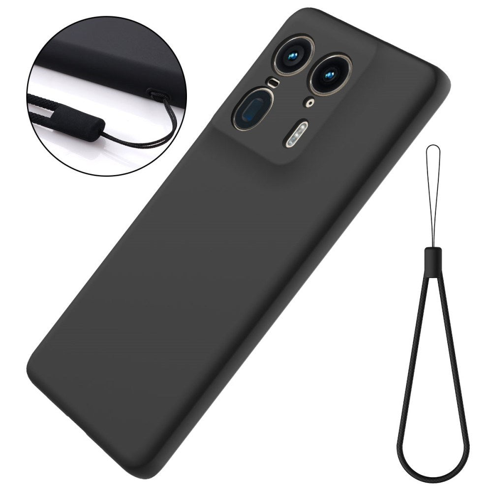 EIDERWOOD Motorola Edge 50 Ultra Liquid Silicone Case w. Strap - Black