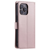 EIDERWOOD iPhone 16 Pro Max Leather Flip Case w. Wallet & Strap - Rhombus - Rose Gold