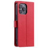 EIDERWOOD iPhone 16 Pro Max Leather Flip Case w. Wallet & Strap - Rhombus - Red