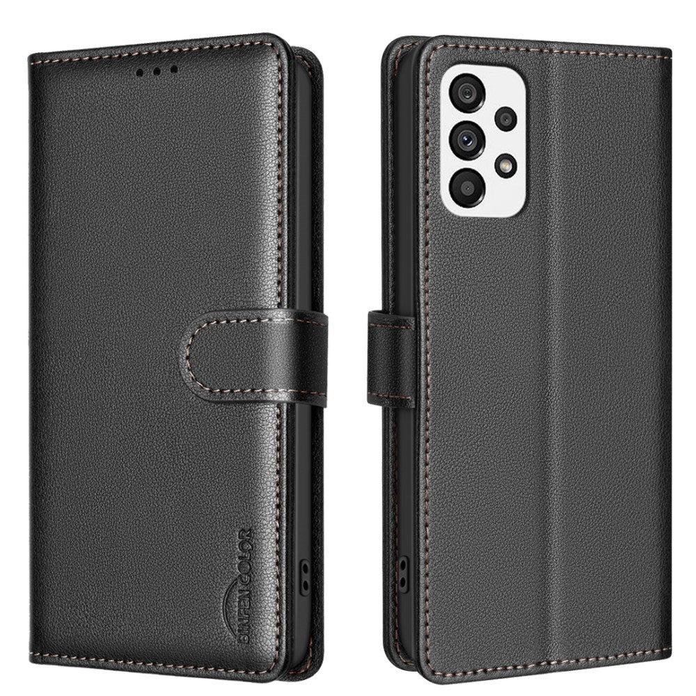 Samsung Galaxy A53 (5G) BINFEN Faux Leather Flip Case with RFID Blocking - Black