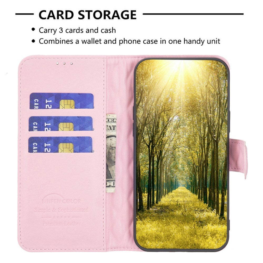 EIDERWOOD OnePlus Nord CE4 Lite (5G) Leather Flip Case w. Wallet & Strap - Rhombus - Pink