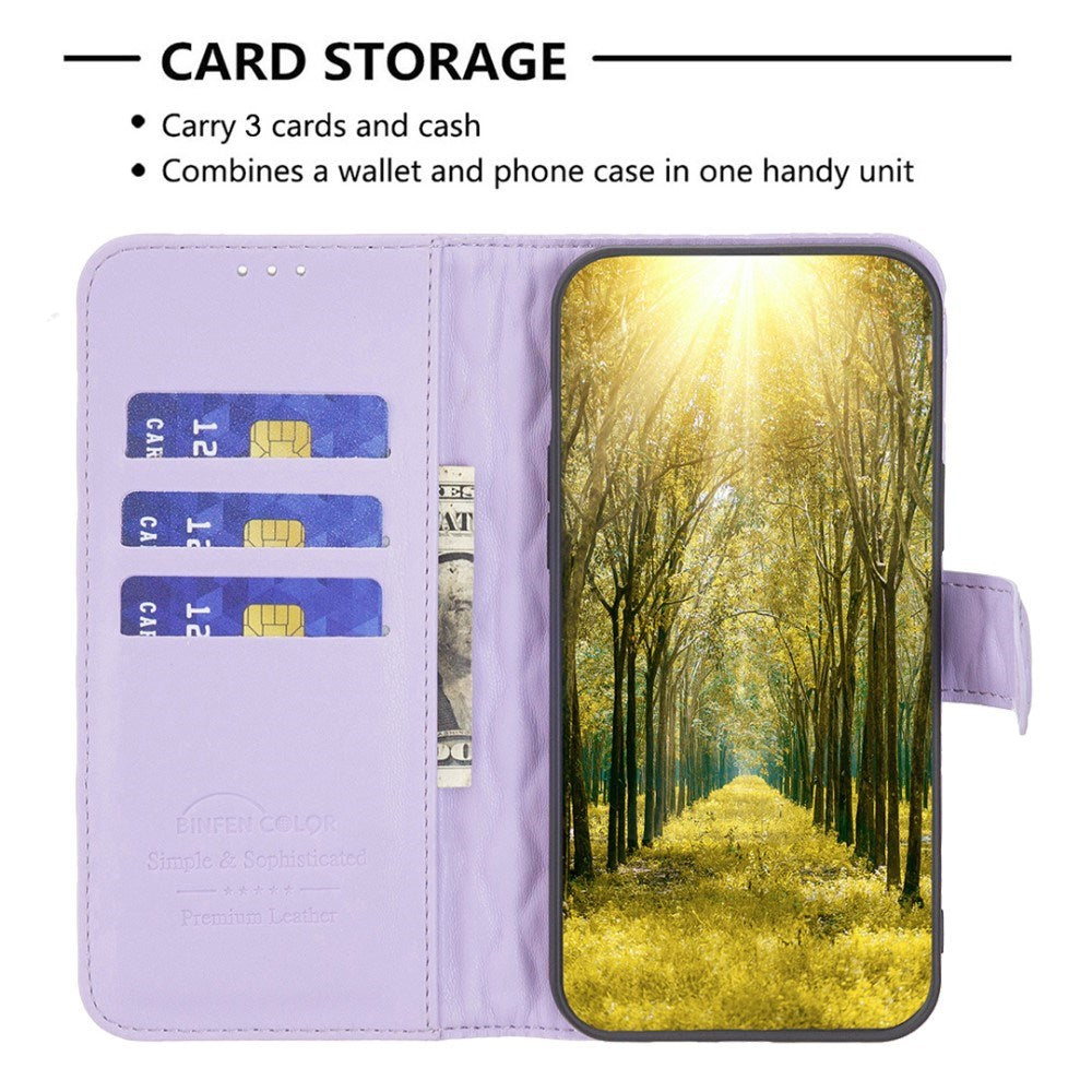 EIDERWOOD OnePlus Nord CE4 Lite (5G) Leather Flip Case w. Wallet & Strap - Rhombus - Purple