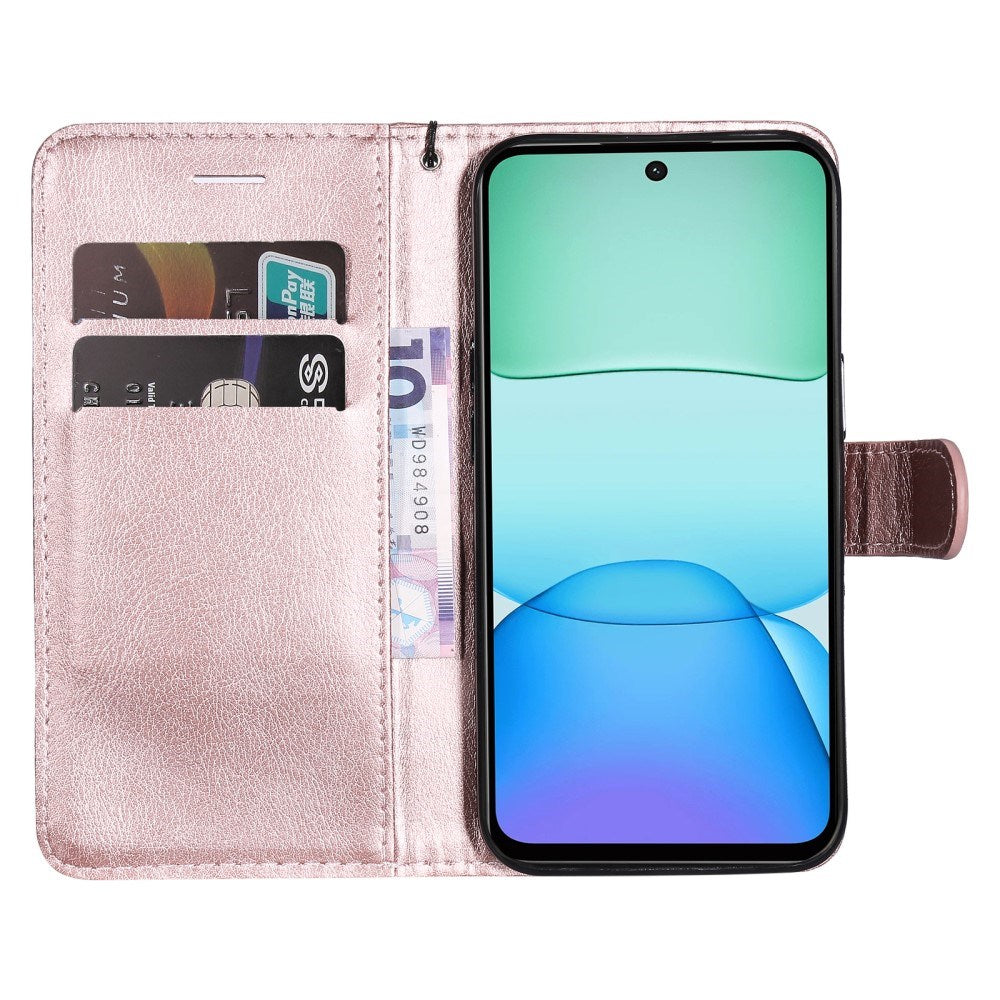 EIDERWOOD Xiaomi Redmi 13 Faux Leather Case with Wallet and Strap - Rose Gold