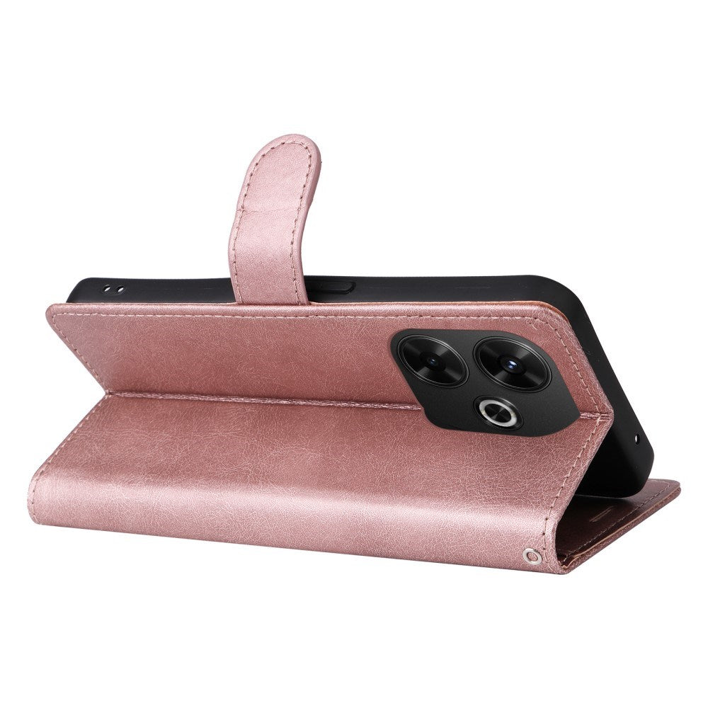 EIDERWOOD Xiaomi Redmi 13 Faux Leather Case with Wallet and Strap - Rose Gold