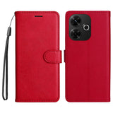 EIDERWOOD Xiaomi Redmi 13 Faux Leather Case with Wallet and Strap - Red