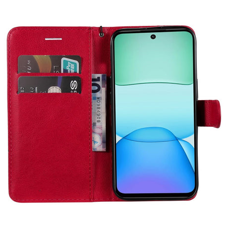 EIDERWOOD Xiaomi Redmi 13 Faux Leather Case with Wallet and Strap - Red