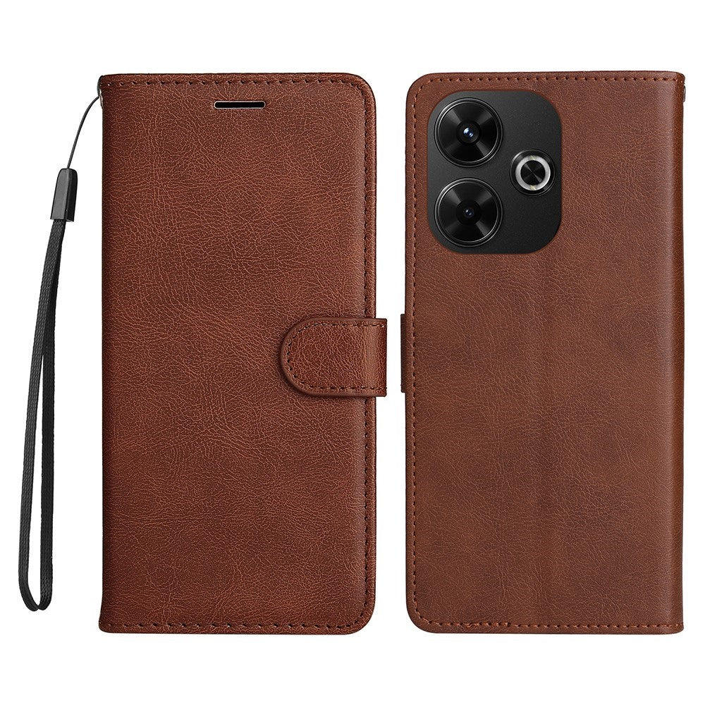 EIDERWOOD Xiaomi Redmi 13 Faux Leather Case with Wallet and Strap - Brown