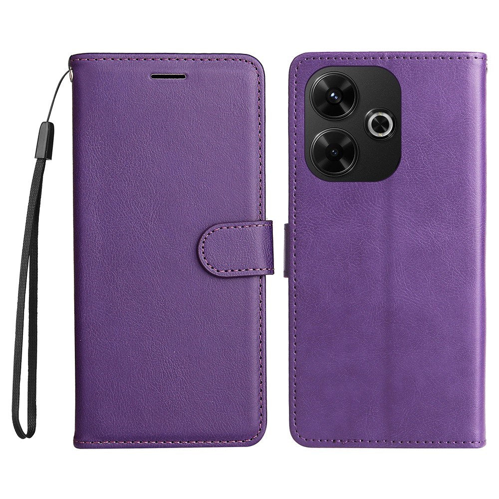 EIDERWOOD Xiaomi Redmi 13 Faux Leather Case with Wallet and Strap - Purple