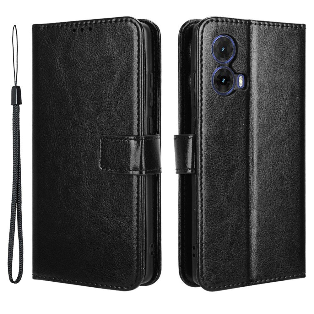 EIDERWOOD Motorola Moto G85 (5G) Faux Leather Flip Case with Strap - Black