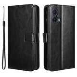 EIDERWOOD Motorola Moto G85 (5G) Faux Leather Flip Case with Strap - Black