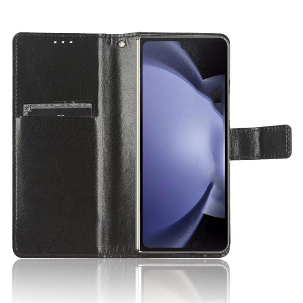 EIDERWOOD Samsung Galaxy Z Fold6 Leather Case with Wallet and Strap - Black