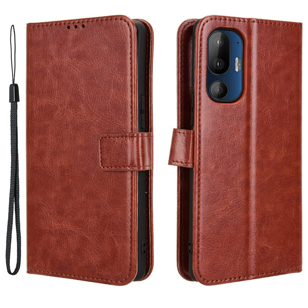 EIDERWOOD HTC U24 Pro (5G) Glossy Leather Case with Wallet & Strap - Brown