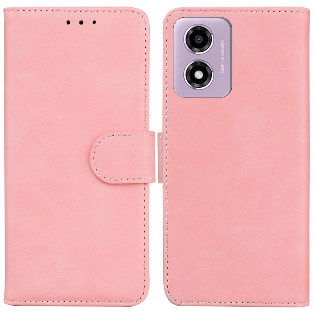 EIDERWOOD Motorola Moto E14 (4G) / G04s (4G) Leatherette Flip Case with Stand Function & Card Holder - Pink