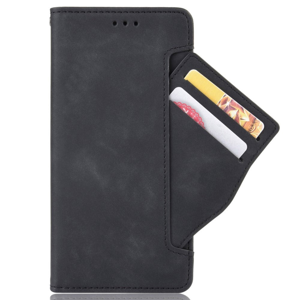 Motorola Edge 30 Ultra Leather Case w. Stand / Card Holder & Extra Card Pocket - Black