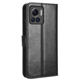EIDERWOOD Motorola Edge 30 Ultra Faux Leather Flip Case with Stand & Wallet - Black