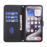 iPhone 16 Pro Checkered Leatherette Flip Wallet Case with Strap - Black