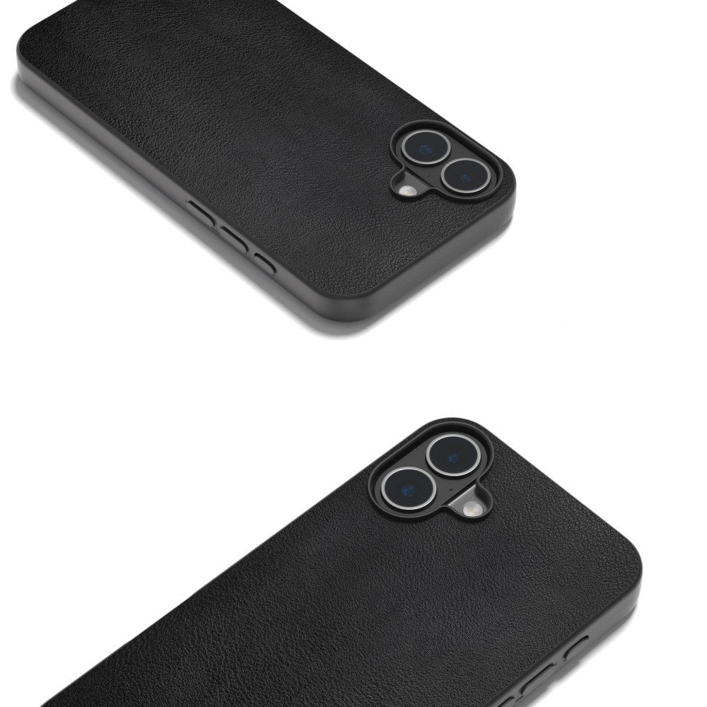 EIDERWOOD iPhone 16 Leather Coated Plastic Case - Black