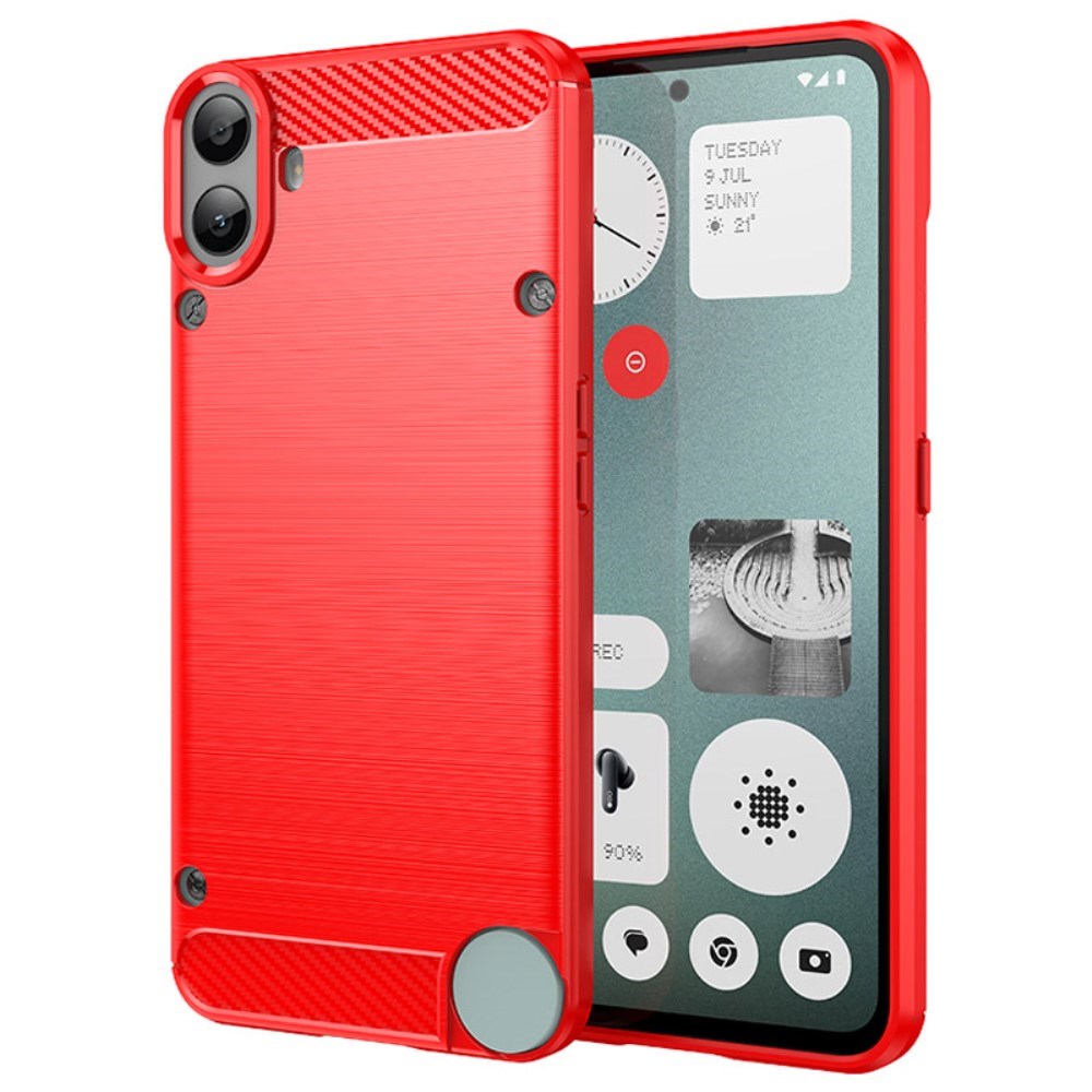 EIDERWOOD Nothing CMF Phone 1 Brushed Carbon Fiber Flexible Plastic Case - Red
