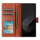 EIDERWOOD Samsung Galaxy Z Fold6 Faux Leather Flip Case with Card Holder & Strap - Brown