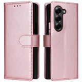 EIDERWOOD Samsung Galaxy Z Fold6 Faux Leather Flip Case with Card Holder & Strap - Pink