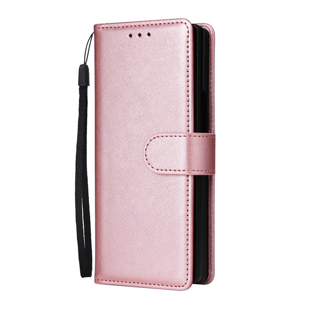 EIDERWOOD Samsung Galaxy Z Fold6 Faux Leather Flip Case with Card Holder & Strap - Pink